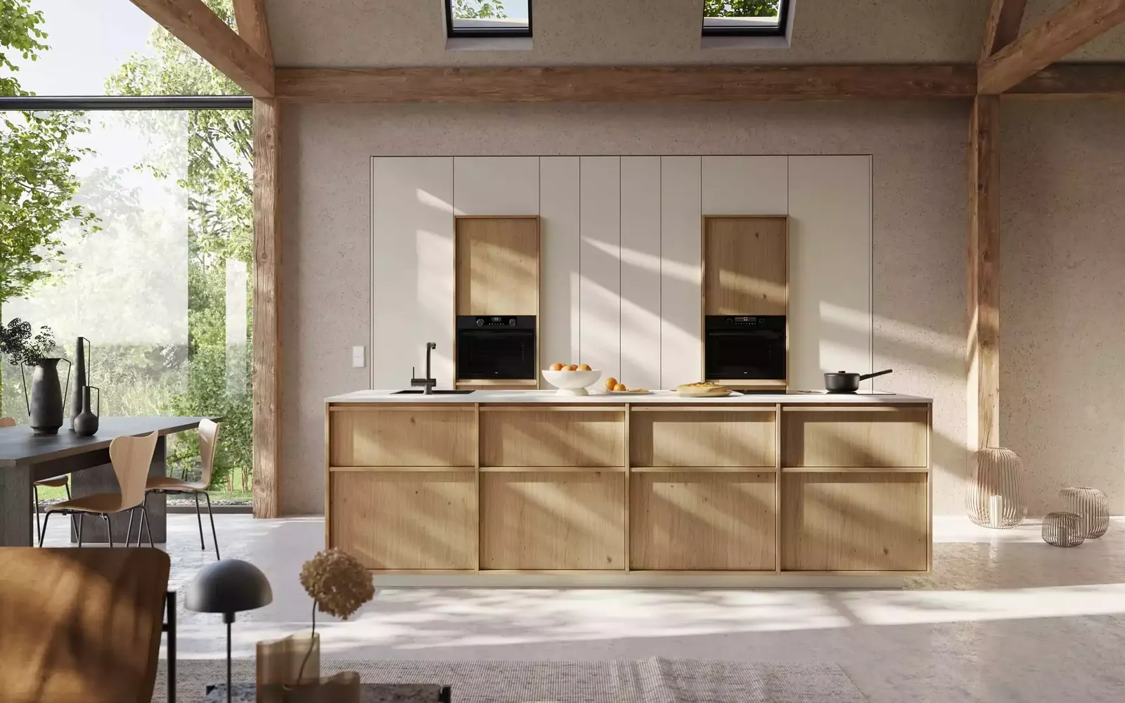 Cuisine blanche et bois